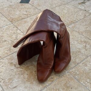 Zara Brown Knee High Brown Leather Boots